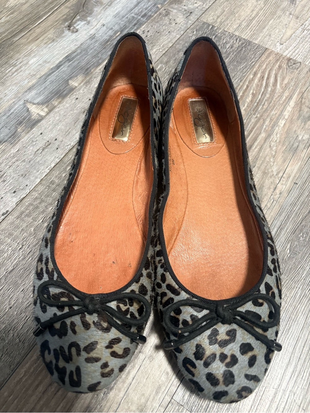 Halogen Leopard Print Ballet Flats in Black and Tan